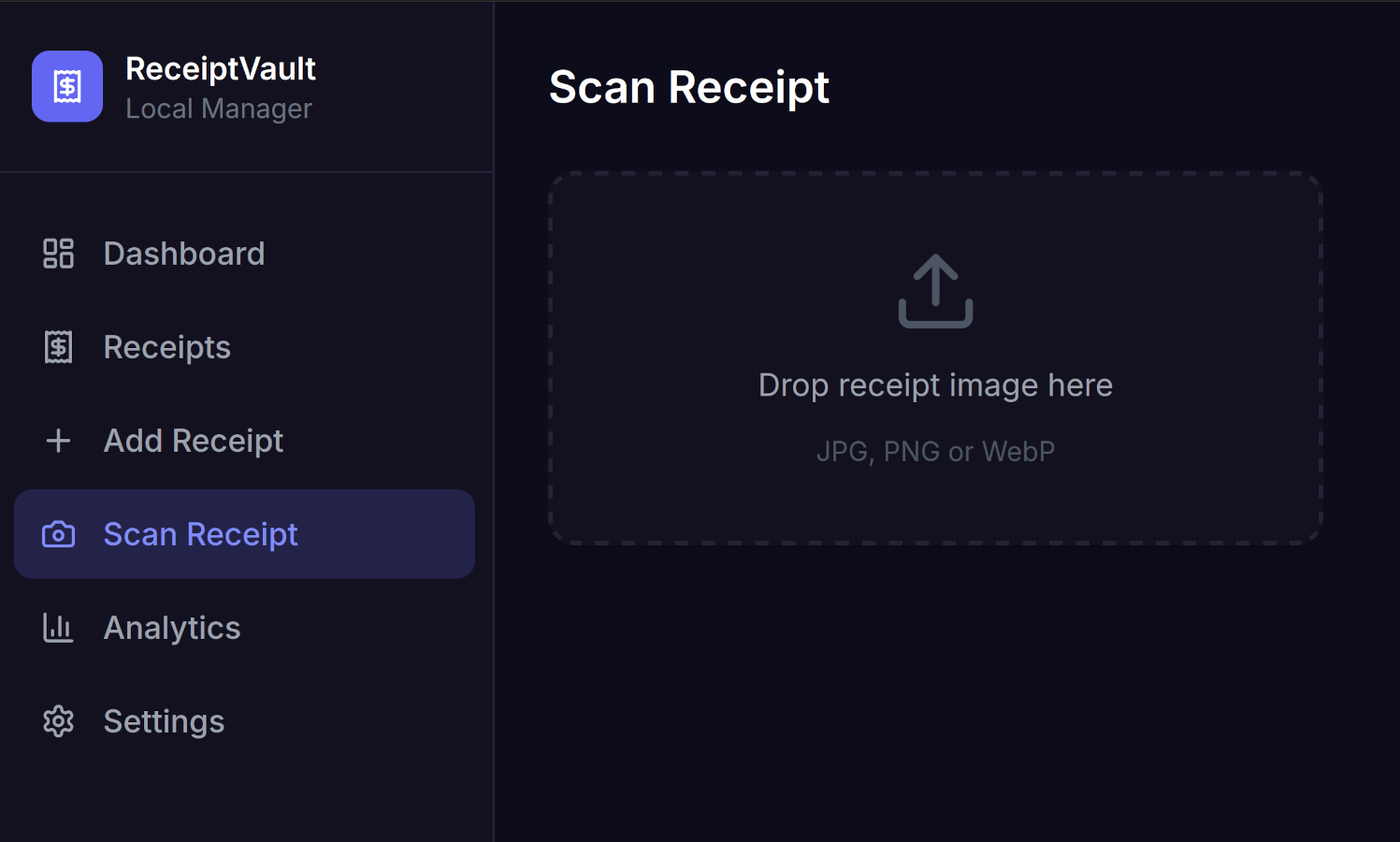 ReceiptVault — Scan receipt